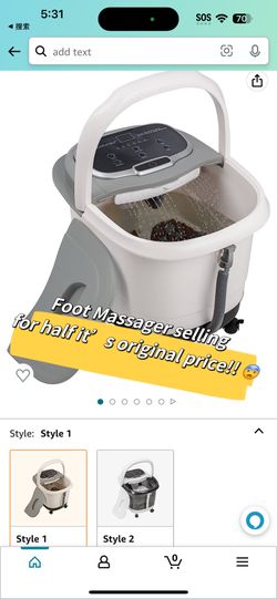 Foot Spa Bath Massager with Temperature Control, Motorized Rollers, Shower, Timer and LED Display for Foot Stress Relief FBD610