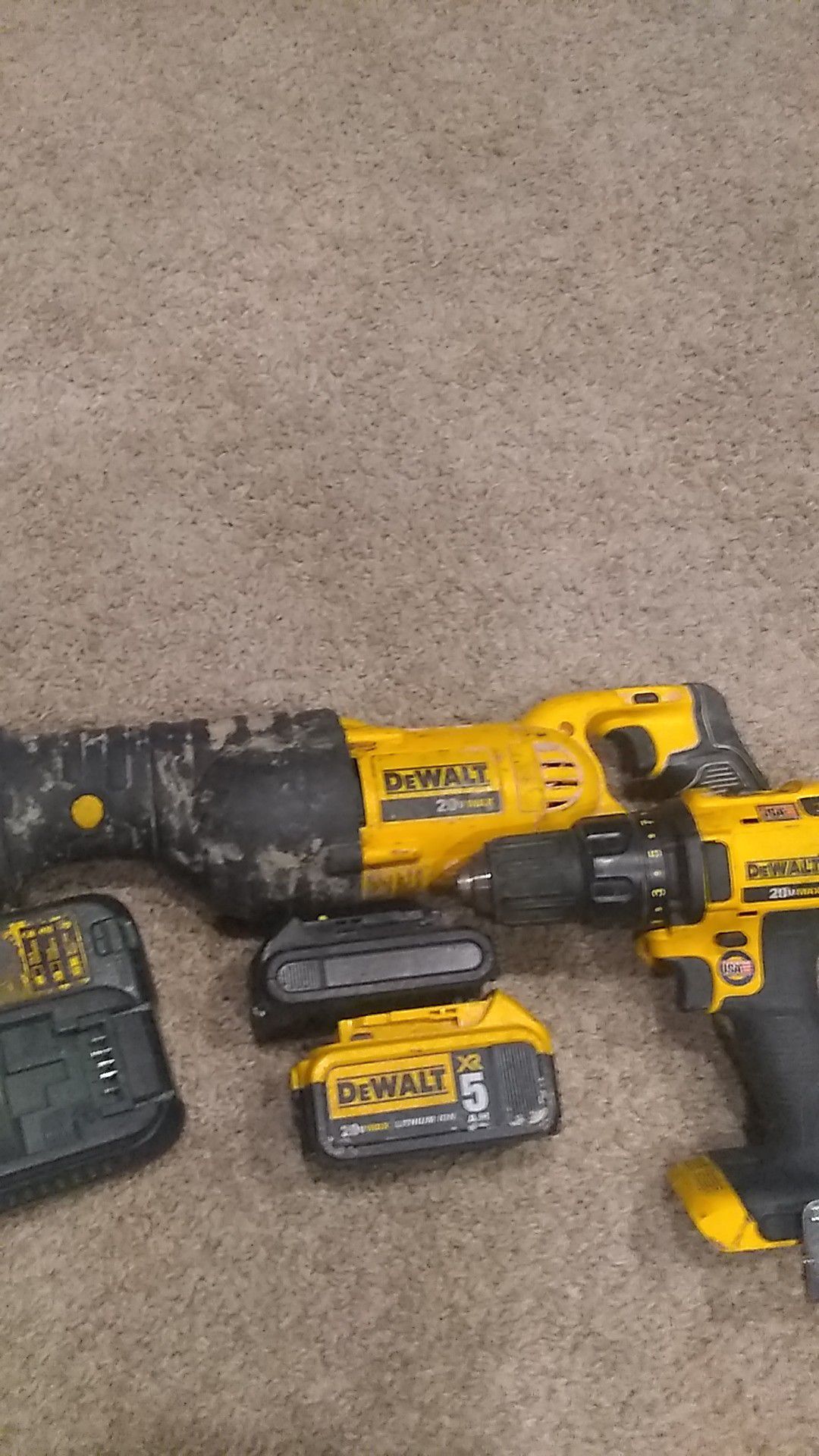 DeWalt Sawzaw and Hammer Drill 2 tool, 2 battery combo plus Charger