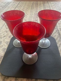 Artland  Ruby Iris Red 8 1/8 seaded  goblet or water glasses.