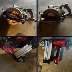 Skillsaw  . Air Power Nail Gun 