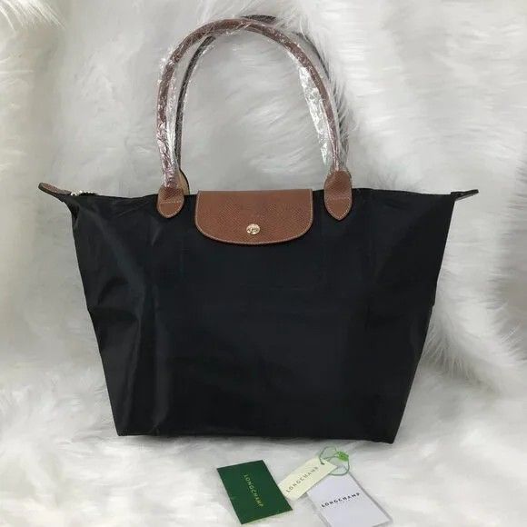 NWT Longchamp Le Pliage Original Large Shoulder Nylon Bag Tote Black