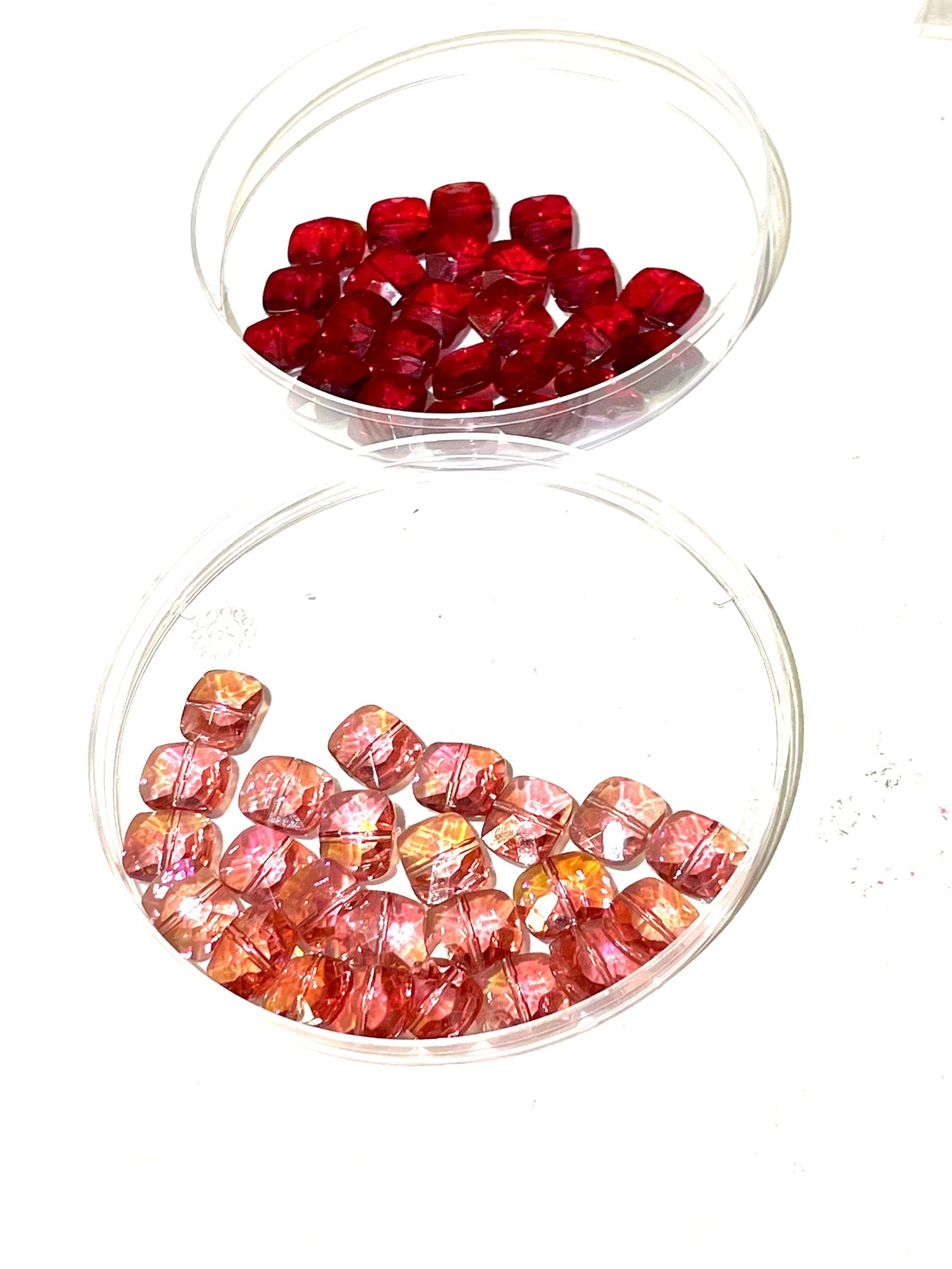 Red & Pink Crystal Bead Lot Of 48