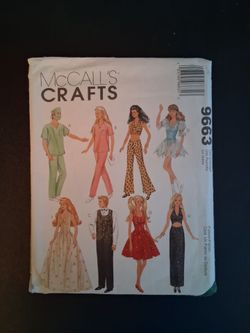Mccall's craft  1998 barbie clothes sewing pattern