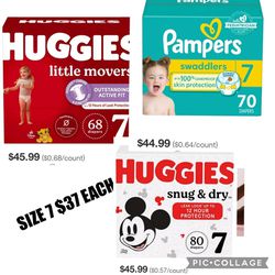 DIAPERS  HUGGIES AND PAMPERSSIZE 7