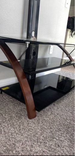 Glass TV Stand with Mount and Shelves