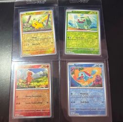 Set of 4 Reverse Cosmos Holo Costco Exclusive released Pikachu With Swirls NM
