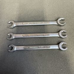CRAFTSMAN 3pc SET METRIC FLARE NUT WRENCHES -USA- 9-14mm