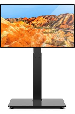 Universal Floor TV Stand with Tempered Glass Base