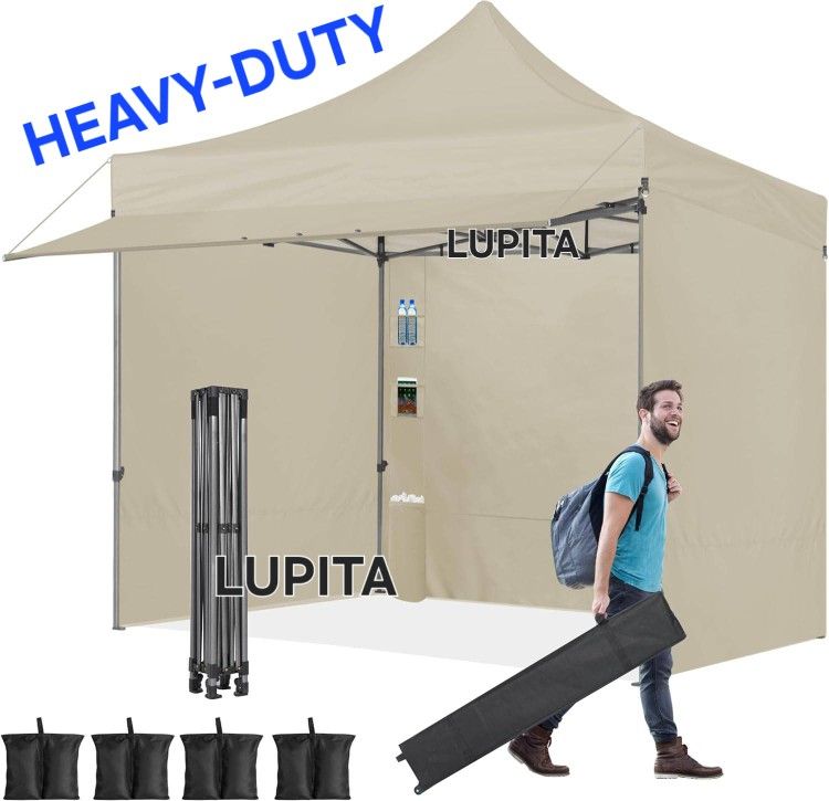 10x10 Pop Up Canopy Heavy Duty Party Tent with Removable Awning and Sidewalls,Easy Up Outdoor Wedding Commercial Canopy,Gazebo All Season Waterproof