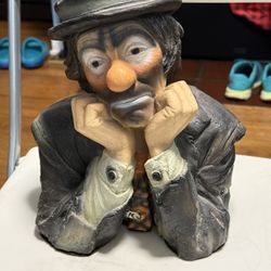 Vintage Emmett Kelly Jr Clown Bust Esco Chalk Hand Painted Rare 12"
