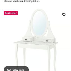 White Glasstop Vanity With Chair