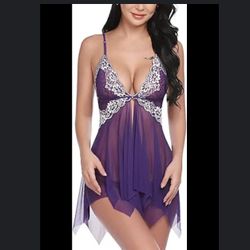 Lace Babydoll Lingerie Set Open Front Cups