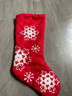 Red Christmas Stocking with Snowflake Embroidery