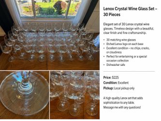 Lenox Crystal Wine Glass Set - 30 Pieces