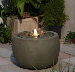 1014 Garden Water Fountain Outdoor Bubbler Water Feature Indoor with Lights & Pump and Pebbles Waterfall Fountains Concrete Effect for Patio Deck Yard