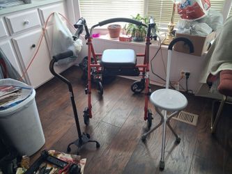 Red Rollator Walker with Seat