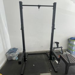 Home Gym (Rack, Bar, Weights, Attachments, Exercise Bike)