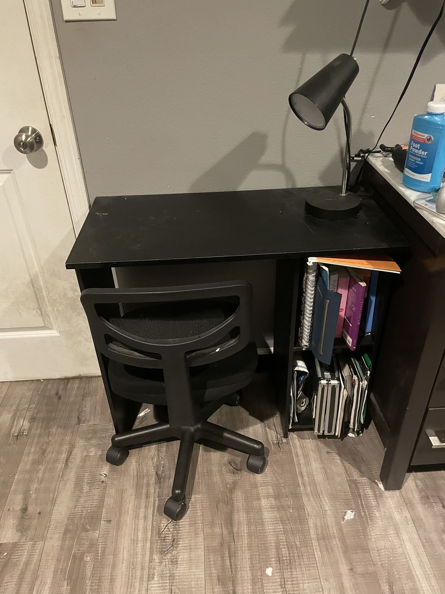Small Desk With Chair And Wireless Charge Light Stand