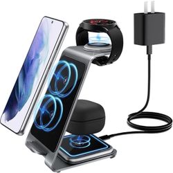 3 in 1 Wireless Charging Station, LEKOYE Wireless Charger for Samsung s24 S23 S22 S21/Z Flip4 3/Z Fold/Note20, Fast Wireless Charging Stand for Multip