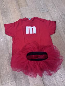 Red M&M Candy Costume Adult XL Tee + Tutu Halloween