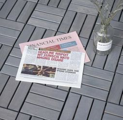 12 in.x12 in.Gray Square Acacia Wood Interlocking Flooring Deck Tiles Checker Pattern Outdoor Patio(40 Tiles)