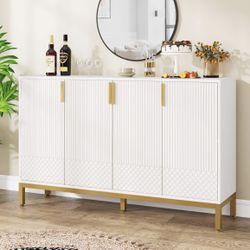 Modern White And Gold Sideboard Cabinet