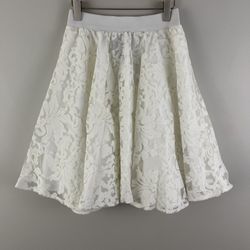 FOREVER 21 White Lace Wide Swing Skater Skirt