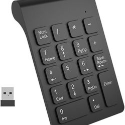 18 Keys Numeric Keypad 2.4G Wireless Keyboard Mini Portable USB Number Pad Financial Accounting Keypad with USB Receiver Wireless 10 Keys for Laptop D