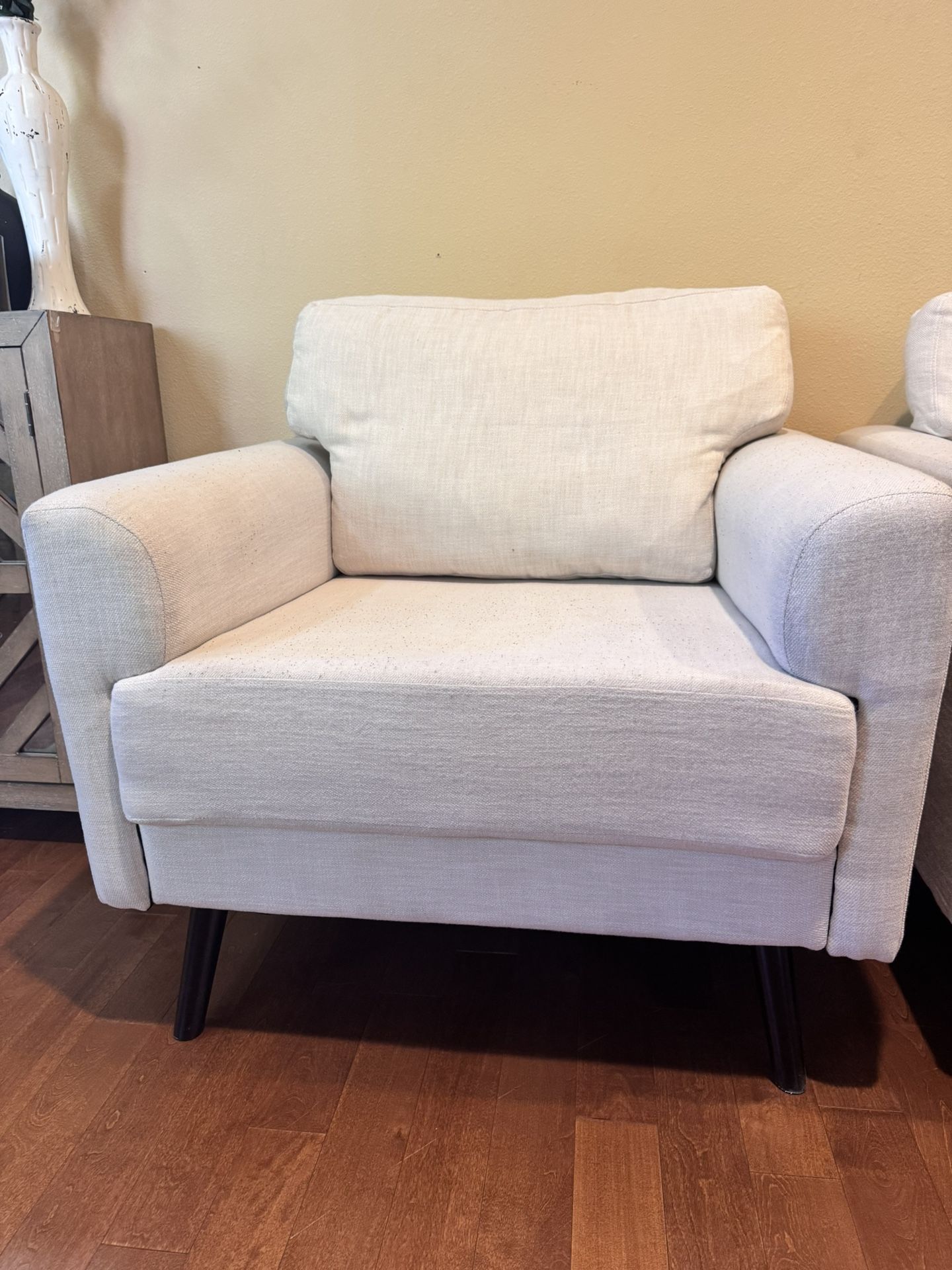 Accent Chair, Linen Fabric Oversized Mid Century Modern