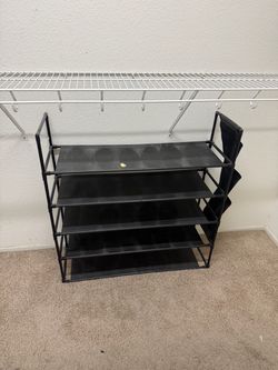 5-Tier Black Shoe Rack