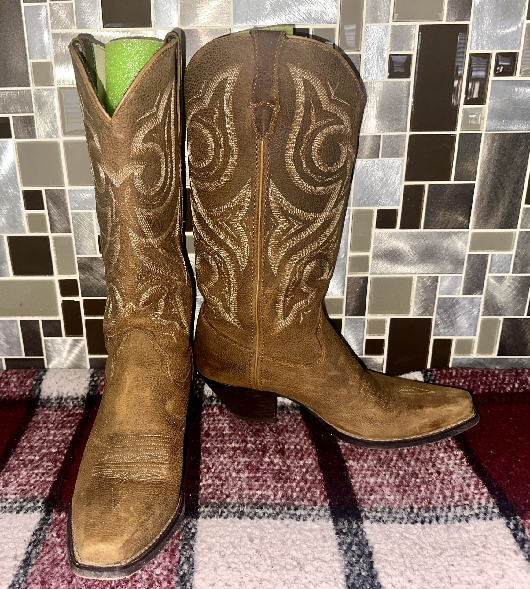 Women's Durango Crush 13" Western Boots 10M Square Toe Design Brown RD3514