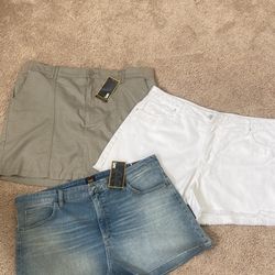 Women’s 2-Denim Shorts and 1-Skort   Size 20