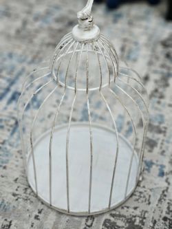 Rustic Nesting Metal Bird Cage Bird Finial Cream Color Decorative