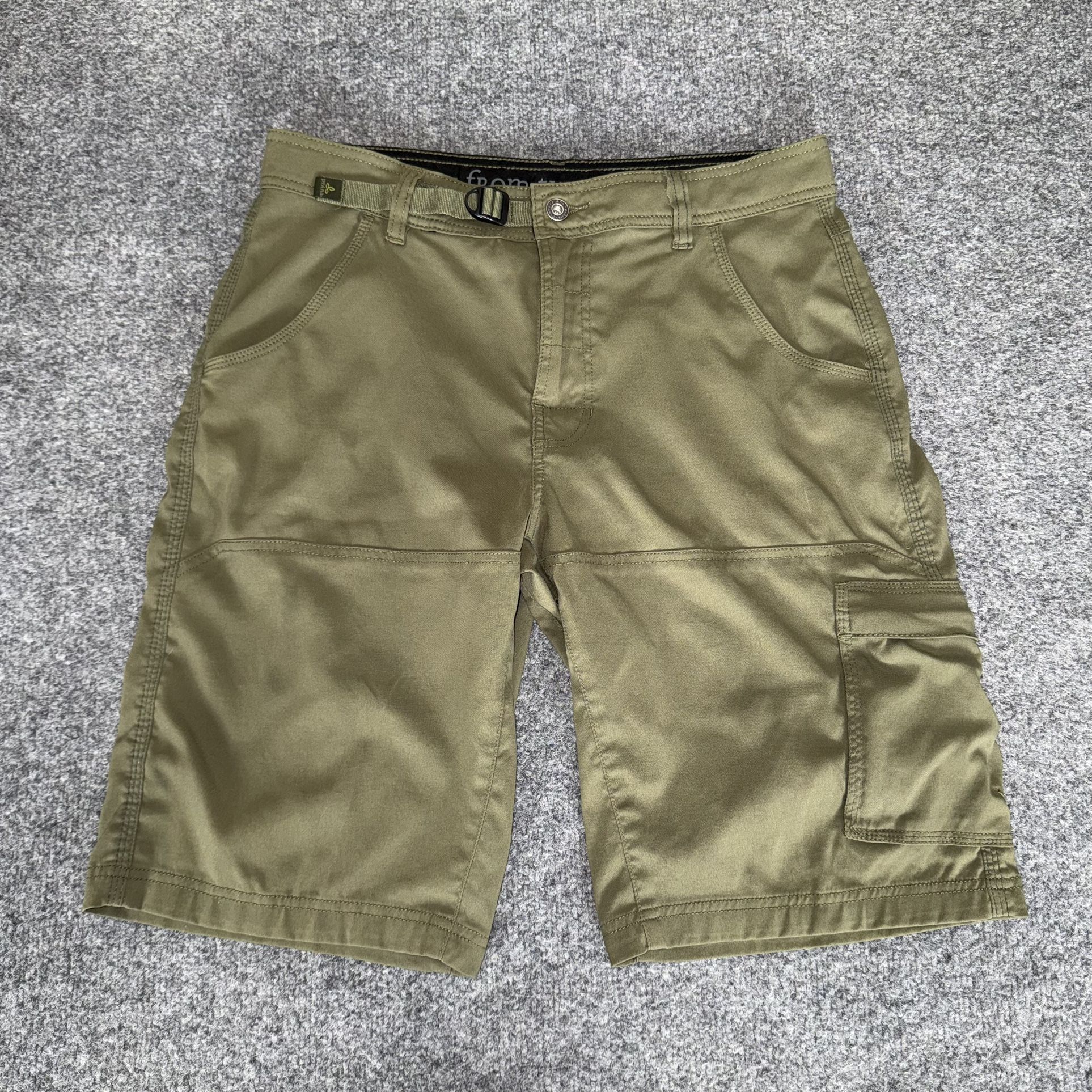 prAna Zion Stretch Short Mens 33 Olive Green Cargo Hiking Outdoor Durable Travel