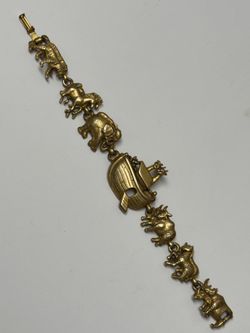 Vintage AJC Noah’s Ark Gold-Tone Animal Link Bracelet