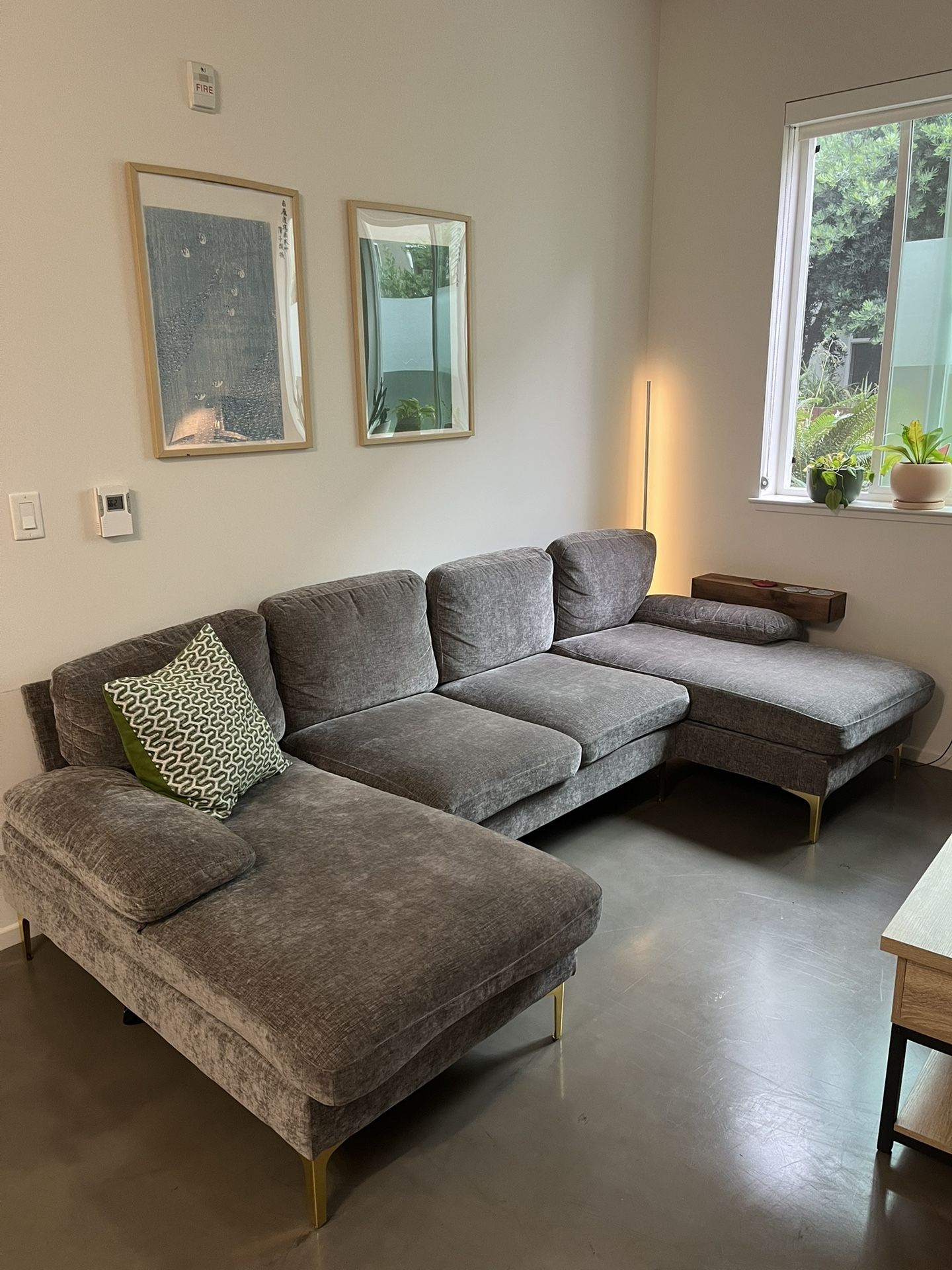 Gray Three Piece Upholstered Sectional Couch