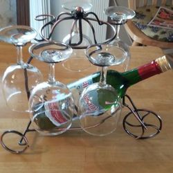 ITALIAN BICYCLE WINE AND GLASS HOLDER