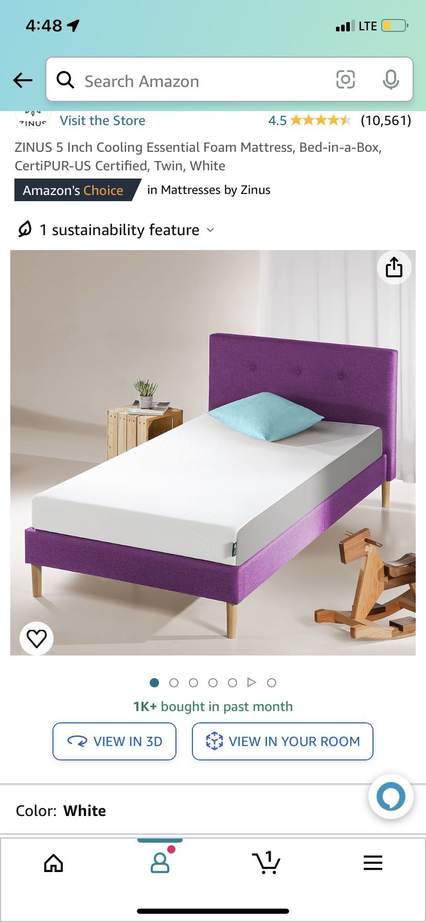 Twin Memory Foam Mattress (Guest Bed)- Free With $20 Purchase Minimum From Another Post 