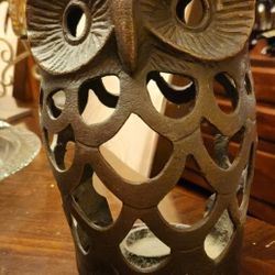Cast Iron Owl Candle Holder