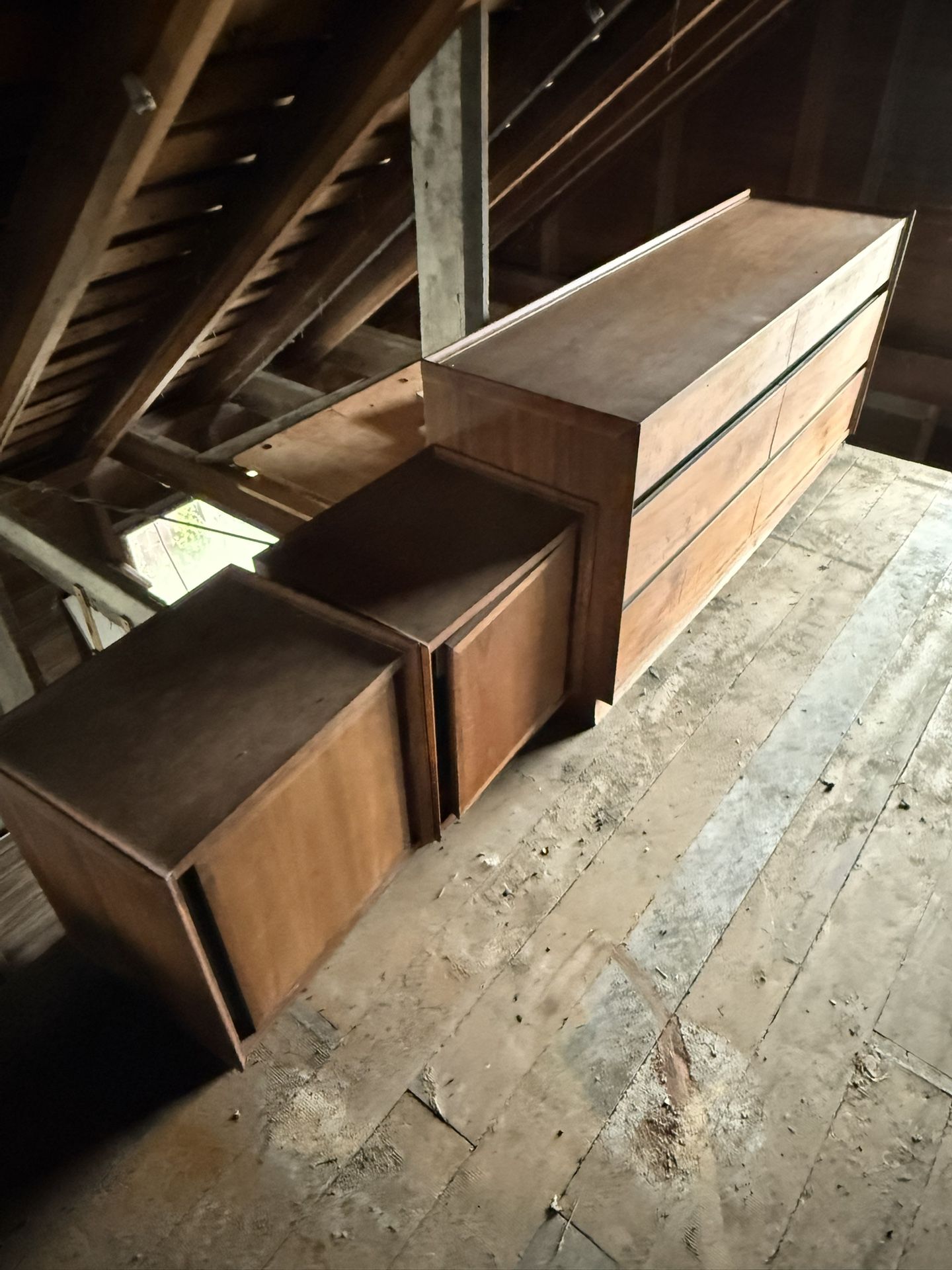Mid Century Modern Walnut dresser And 2 Nightstands