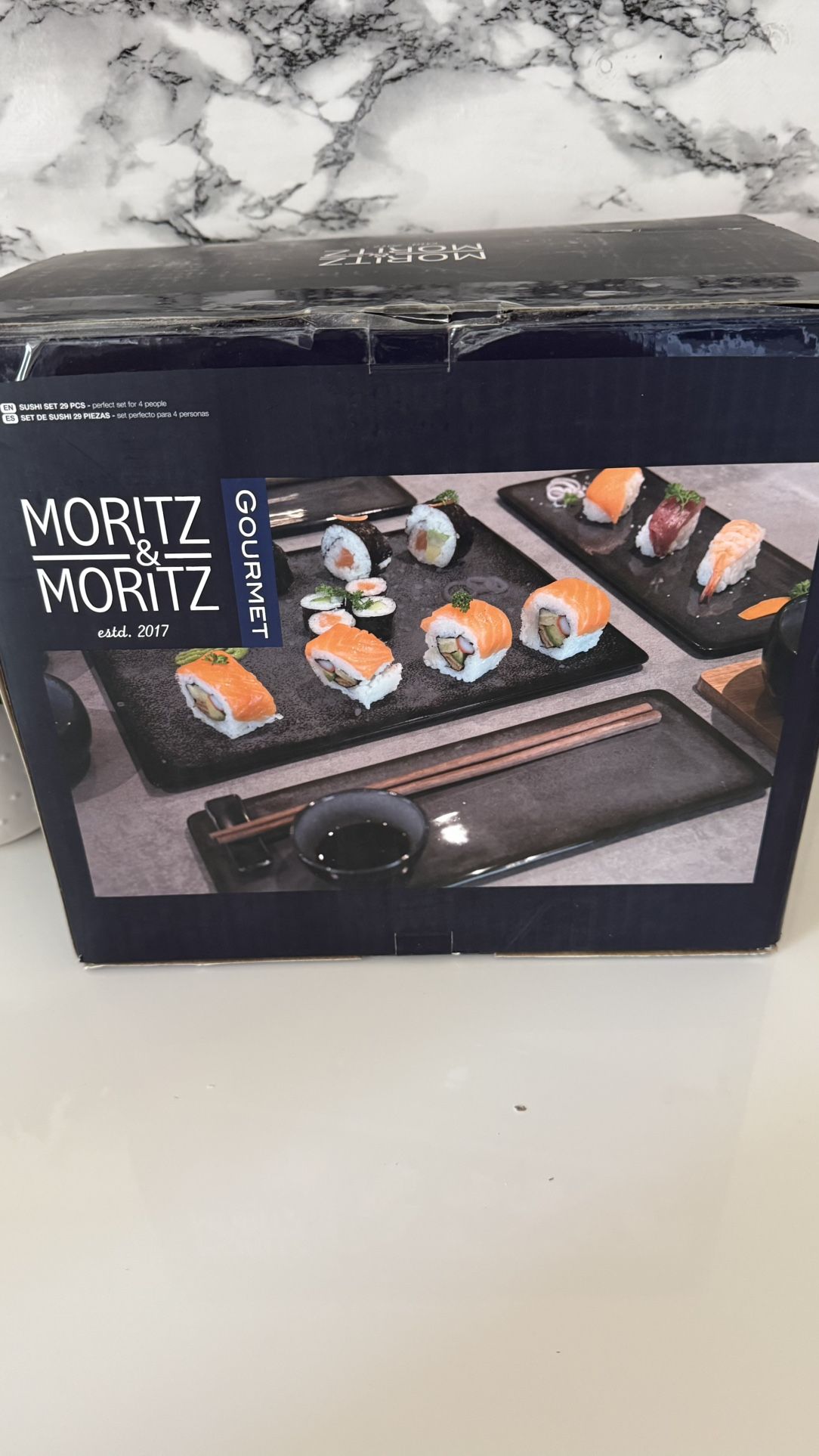 Complete Sushi Serving Set for 4 - VIDA 29 Piece Dinnerware with Plates, Miso Bowls, Chopsticks