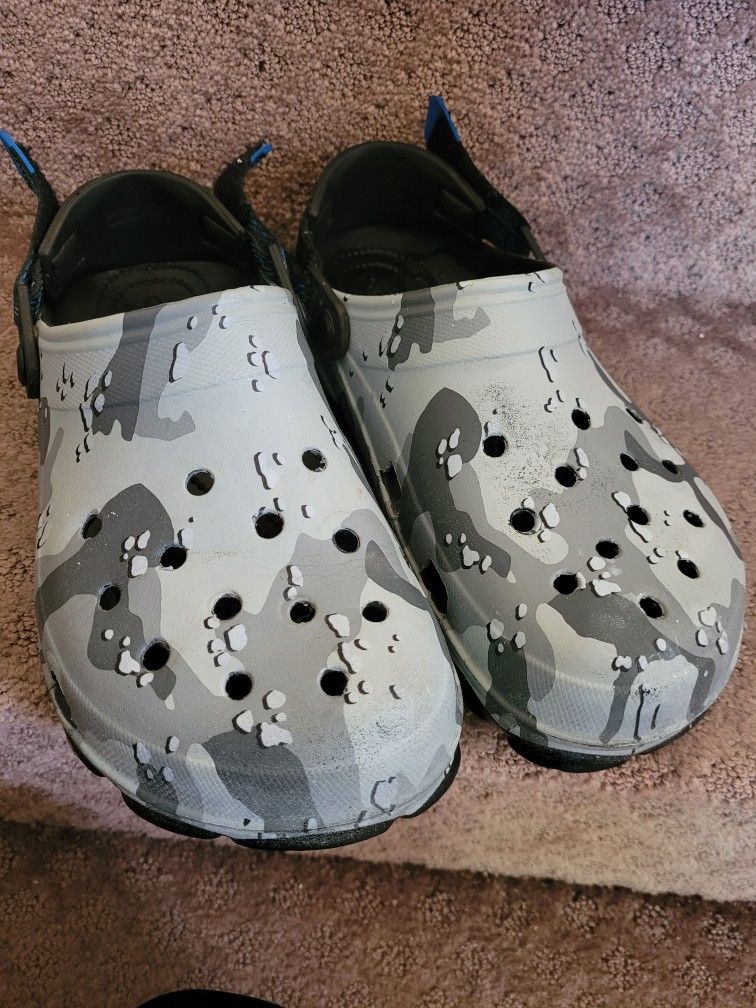 Blue Camo Crocs With Flex Strap
