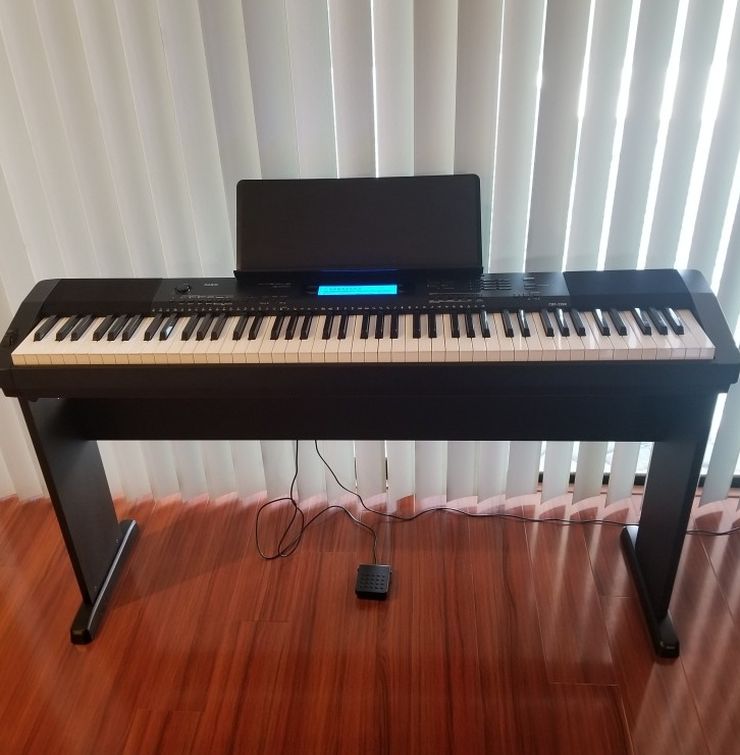 CASIO 88 WEIGHTED KEYS DIGITAL PIANO W/STAND, SUSTAIN PEDAL & MUSIC HOLDER