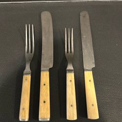 Antique War Era Silverware With Bone Handle