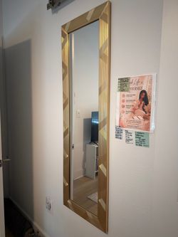 Gold Geometric Full-Length Wall Mirror