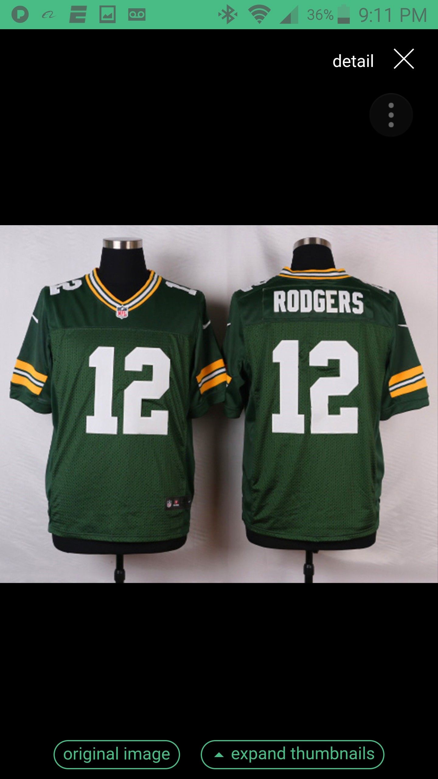 PACKERS ROGERS JERSEY SIZE MED N XL N 2XL N 4XL 100% STITCHED