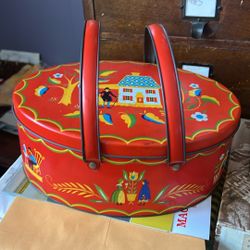 Vintage Tin Sewing Box 