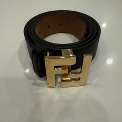 Black FENDI Belt Gold Hardware Size 42