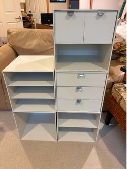 1970's Set of 5 VTG Palaset Cubes w drawers Modular Wall unit.  These are vintage pieces from the 1970s, and a very collectable classic design . They 