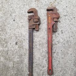 2 Large Pipe Wrenches 
